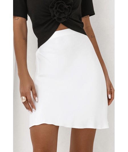 Kremowa spódnica mini z gumką i wysokim stanem Lisse