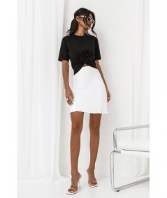 Kremowa spódnica mini z gumką i wysokim stanem Lisse