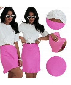 Różowa spódnica mini z gumką i wysokim stanem Lisse