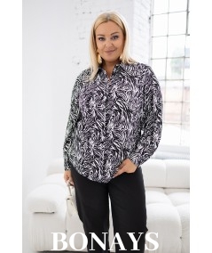 Koszula Plus size z wyszczuplającym wzorkiem zebry i mankietem