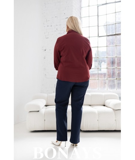 Elegancka klasyczna koszula bordowa w rozmiarach Plus Size