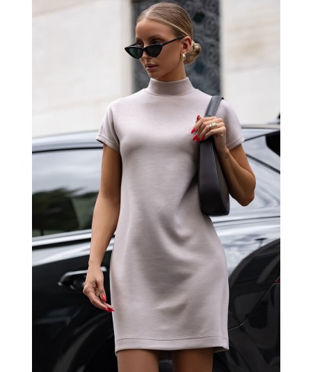 Beżowa Dzianinowa sukienka damska z golfem – komfortowy basic KLER