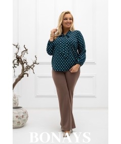 Casualowa bluzka z kokardą Amelia w groszek - zielona