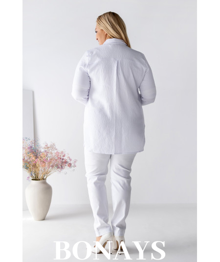 Biała koszula damska z wiskozy ELEN Plus Size