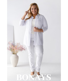 Biała koszula damska z wiskozy ELEN Plus Size