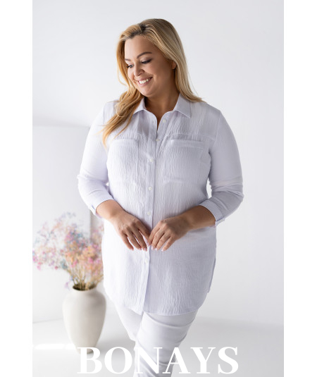 Biała koszula damska z wiskozy ELEN Plus Size