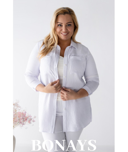 Biała koszula damska z wiskozy ELEN Plus Size